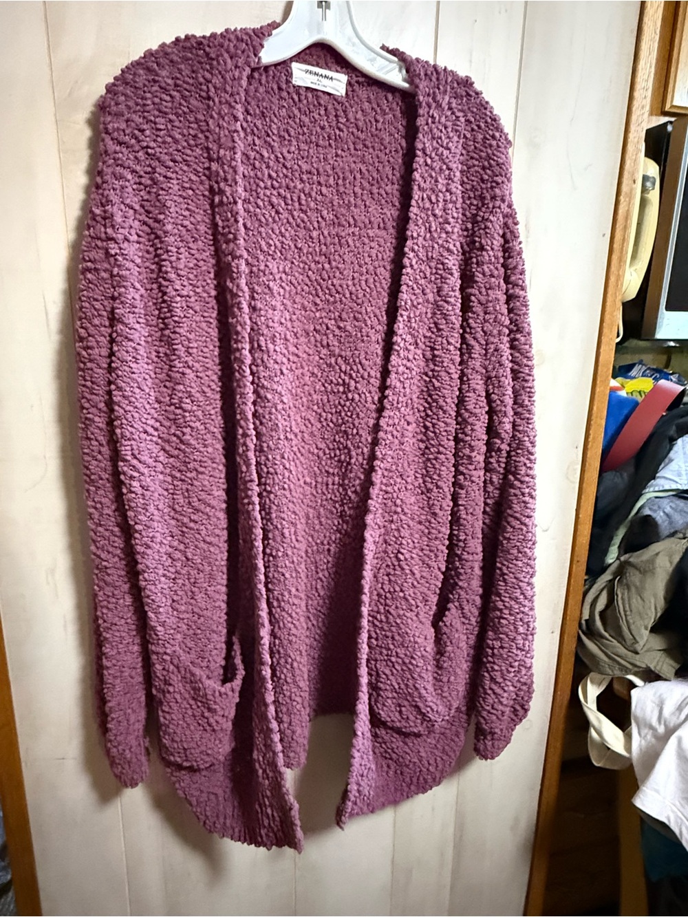 Zenana Outfitters Plush Open-Front Cardigan - Dusty Rose